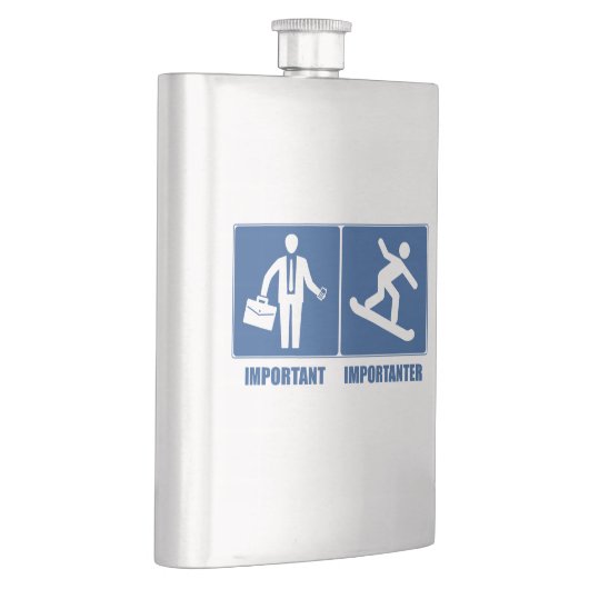 Het werk is belangrijk, Snowboarding is belangrijk Heupfles (Rechts)