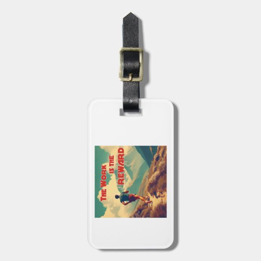 Het werk is de Reward Runner Mountains Bagagelabel (Voorkant verticaal)