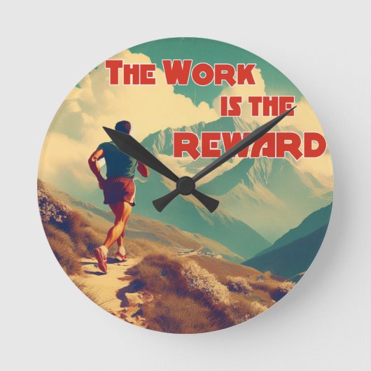 Het werk is de Reward Runner Mountains Ronde Klok (Voorkant)