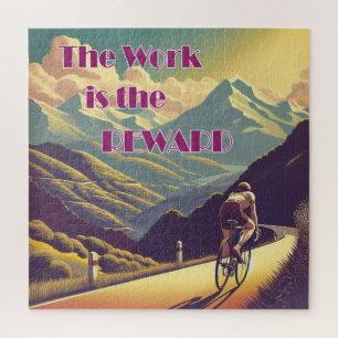 Het werk is de Reward Woman Cyclist Mountains Legpuzzel