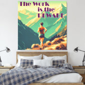 Het werk is de Reward Woman Runner Mountains Canvas Afdruk (Insitu (Slaapkamer))