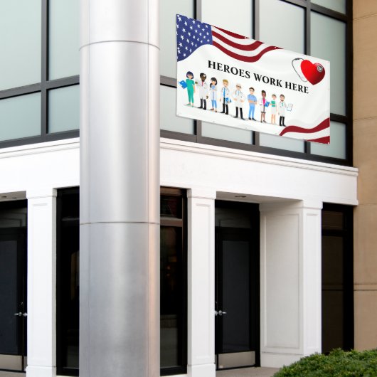 Het werk van helden hier aanpassen Het pictogram v Spandoek (Buitenkant Gebouw)