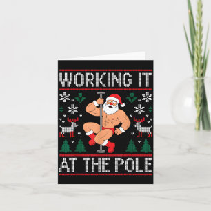 Het werken aan de le grappige kerstman dansende le kaart