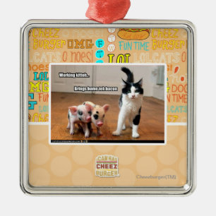 Het werken kitteh metalen ornament