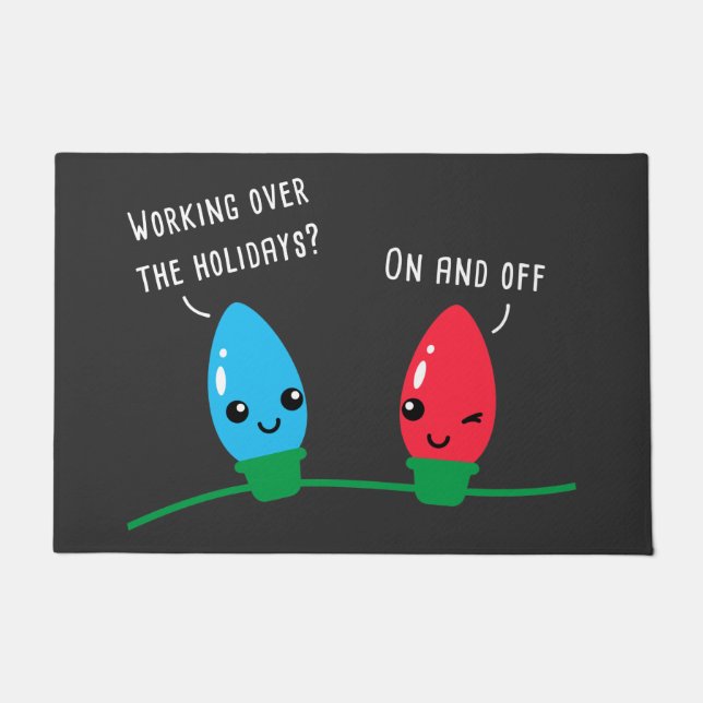 Het werken over de Feestdagen Slank kerstlicht  Deurmat (Voorkant)