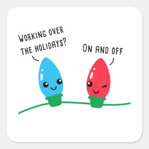 Het werken over de Feestdagen Slank kerstlicht Vierkante Sticker