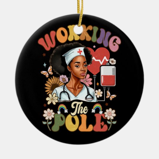 Het werken van de Pool Grappige IC-Verpleegkundige Keramisch Ornament (Voorkant)