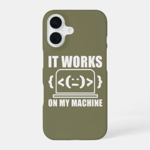 Het Werkt Op Mijn Computer Grappige Coder en Progr iPhone 16 Hoesje