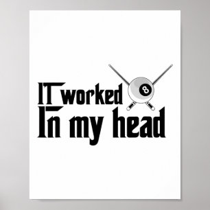 Het werkte in mijn hoofd - biljartspeler sport poster