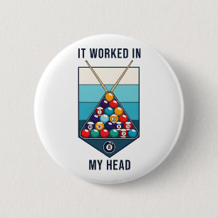 Het werkte in mijn hoofd Retro Biljart Keusporten Ronde Button 5,7 Cm