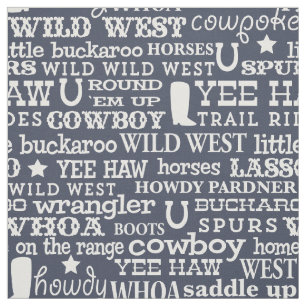 Het westerne Patroon van Word van de Cowboy op Stof