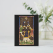 Het wiel van de Fortune Tarot-kaart Briefkaart (Staand voorkant)