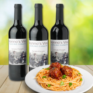 Het wijnetiket van Nonno's Vino Salute Rue de long Wijn Etiket