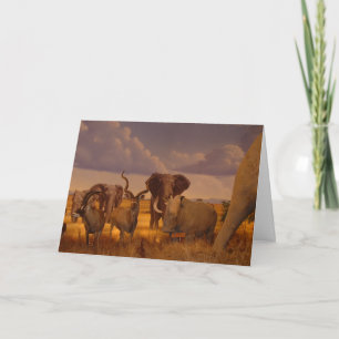 Het wilde Afrikaanse Wenskaart van Olifanten en Kaart