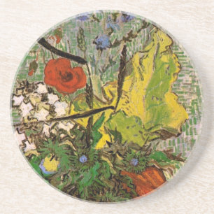 Het wilde Fine Art. van Bloemen Thistles Vase Van Zandsteen Onderzetter
