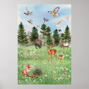 Het Wilde Leven van Bosdieren Poster