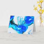 Het wilde Zilveren en Blauwe Abstracte Schilderen Kaart (Gele Bloem)