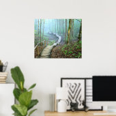 Het winden Wooden Stairs door de Bossen Poster (Thuiskantoor)