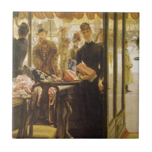 Het winkelmeisje van James Tissot, Victoriaans kun Tegeltje