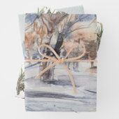 Het winterbos inpakpapier vel (In situ)