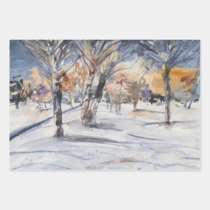 Het winterbos inpakpapier vel