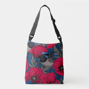 Het winterkoninkje en de papavers van de fee crossbody tas