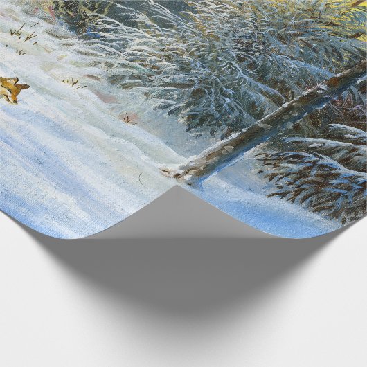 Het winterlandschap met een vossep in een neergang cadeaupapier (Hoek)