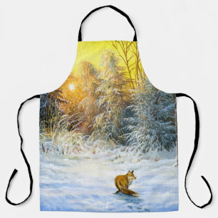 Het winterlandschap met een vossep in een neergang schort