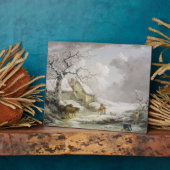 Het winterlandschap met Mannen die een oude vrouw  Fotoplaat (Zijkant)