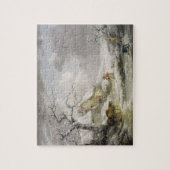 Het winterlandschap met Mannen die een oude vrouw  Legpuzzel (Verticaal)