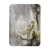 Het winterlandschap met Mannen die een oude vrouw  Magneet (Verticaal)