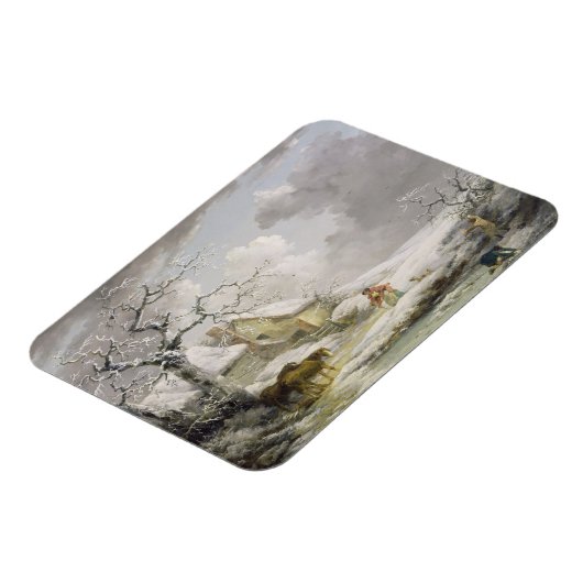 Het winterlandschap met Mannen die een oude vrouw Magneet (Linkerzijde)