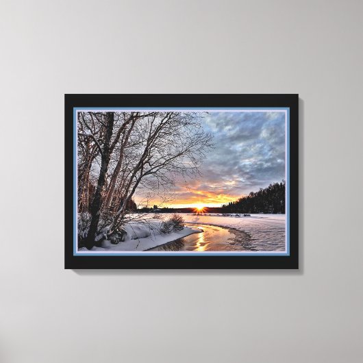 Het winterlandschap op het afdruk van het avondsch canvas afdruk (Voorkant)