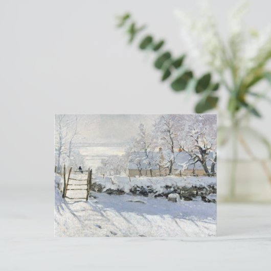 Het winterlandschap van de ekster Claude Monet Briefkaart (Staand voorkant)