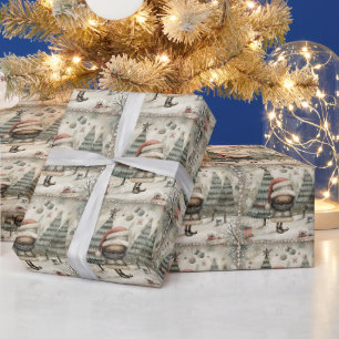 Het winterwonderland van de zwarte kerstman cadeaupapier