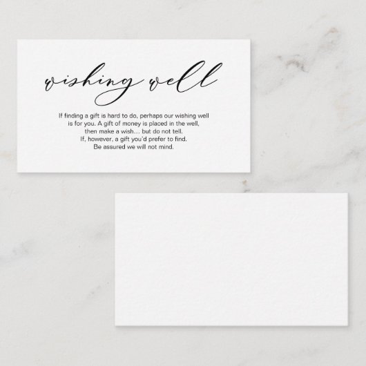 Het Wishing van het huwelijk goed, Modern Romantis Informatiekaartje (Voorkant / Achterkant)