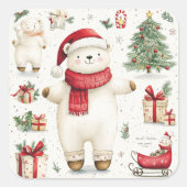 Het witte beer Santa sticker (Voorkant)
