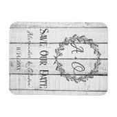 Het witte bijtende Monogram sparen de Datum Magnet Magneet (Horizontaal)