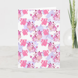 Het witte en Roze Patroon van de Koe van de Liefde Feestdagen Kaart
