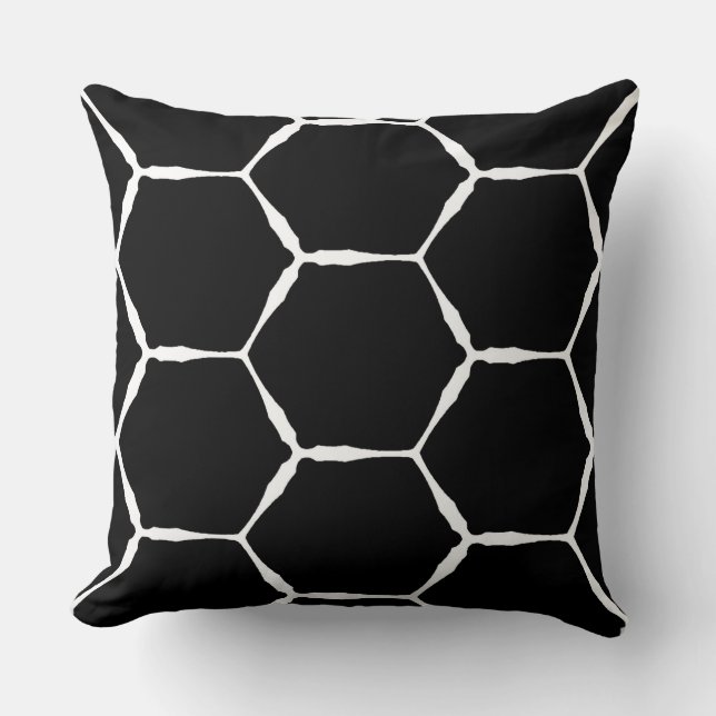 Het witte Hexagon-draadmodel Kussen (Voorkant)
