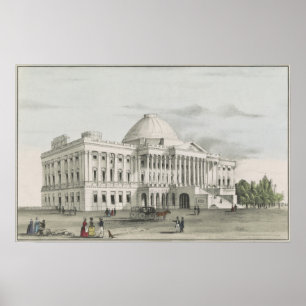 Het Witte Huis, Capitol in Washington Lithograaf Poster