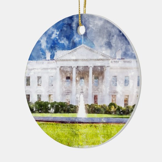 Het Witte Huis in Washington DC Waterverf Keramisch Ornament (Links)