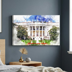 Het Witte Huis in Washington DC – Zuidelijke gevel Canvas Afdruk