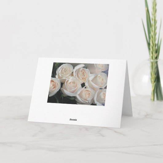 Het witte Huwelijk van roomrozen dankt u Bedankkaart (Achterkant)