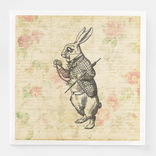 Het witte konijn Alice in Wonderland Kunst Servet (Voorkant)