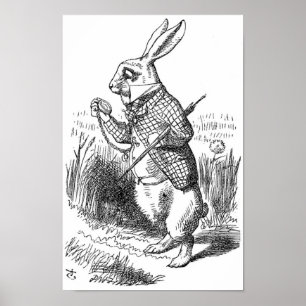 Het witte konijn met horloge poster