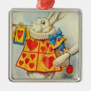 Het witte konijn metalen ornament
