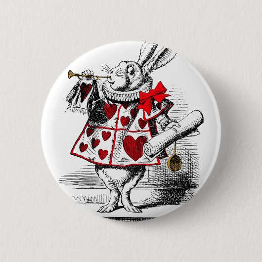 Het witte konijn ronde button 5,7 cm (Voorkant)