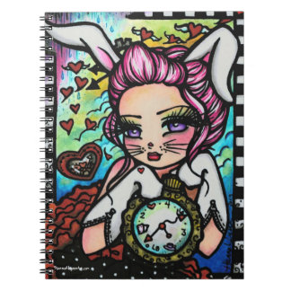 Het witte konijn Wonderland Heart Girl Fantasy Notitieboek