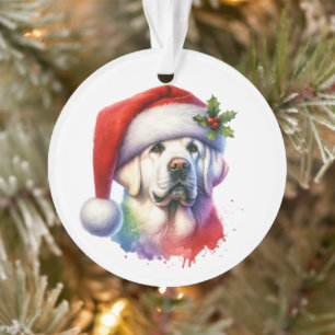 Het witte lab in Santa Hat Kerstmis Ornament